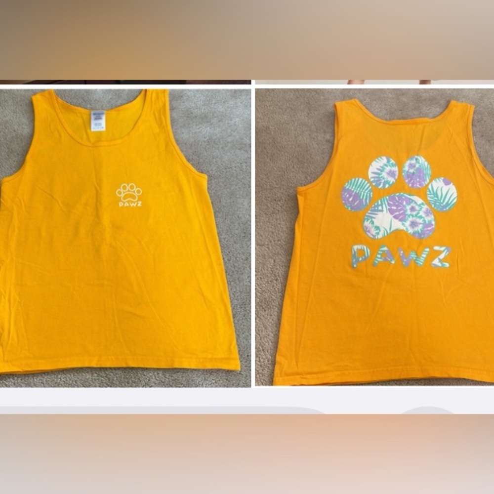 PAWZ Bright Yellow Pet Lovers Tank Top With Tropical Paw Print Design